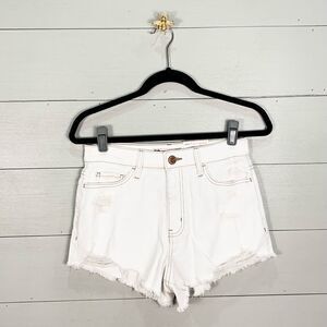SO super high rise cutoff white denim jean shorts rainbow size 7/28